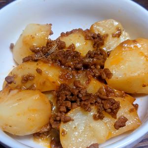 オレンジの作ってみた!投稿(ワンパン10分！【濃厚ボロネーゼチーズポテト】ほくほく食感♩)