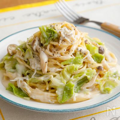 \レンチンでかんたん! /しらすとキャベツのクリームパスタ