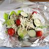 包んで焼くだけのごちそう♪さば缶とバジルの夏野菜ホイル焼きの工程1