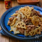 ＊れんこんと豚肉のにんにくぽん酢炒め＊