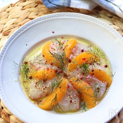 おもてなしにもぴったり！鯛のカルパッチョ　オレンジ風味