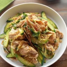 【豚しゃぶときゅうりの香味野菜和え】コク旨だれが美味！