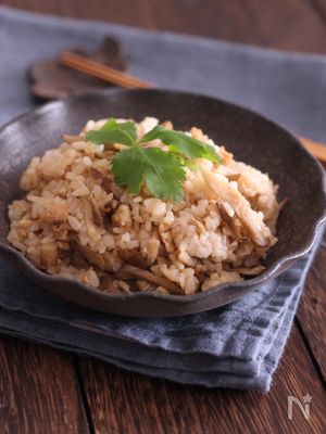 しみじみ美味しい～！鶏ひき肉とごぼうの炊きこみご飯