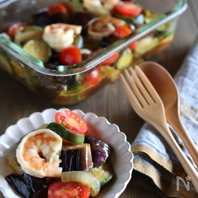 エビと夏野菜のマリネ【さっぱり副菜】