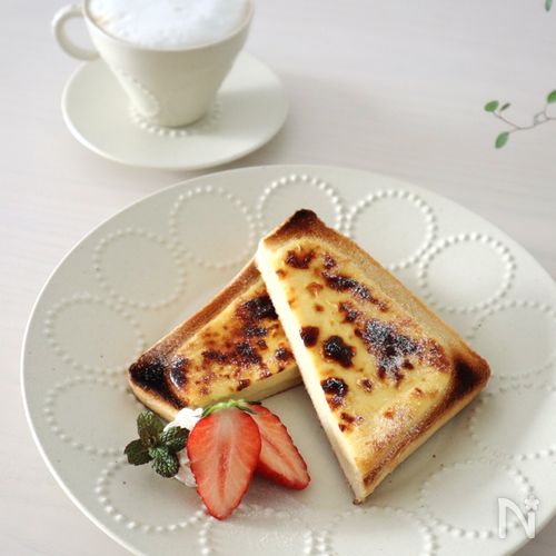 焼くまで3分【簡単】カフェ風♡バスクチーズトースト