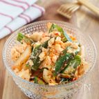 クセになる旨さ♡オクラと豆腐のキムチ和え