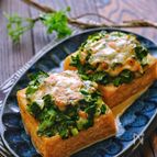 絹厚揚げのニラ味噌マヨチーズ焼き