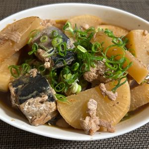 みーの作ってみた!投稿(【節約絶品おかず】ぶり大根ならぬ...さば缶大根☆味しみしみ)
