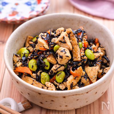 【豆腐とひじきの炒め煮】ご飯と合う！ほっこり和食副菜♪