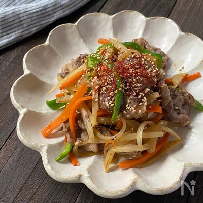 牛こまで!野菜たっぷり焼肉風