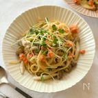 カイワレと鮭のわんぱん出汁クリームパスタ
