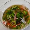 海老の冷やし茶碗蒸し オクラカニカマあんの工程1