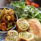 油なし♡ある物を炒めて巻くだけ♡油揚げde巻き巻き春巻き♡