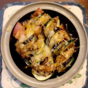 580192の作ってみた!投稿(なすとズッキーニとトマトのカレーツナマヨチーズ重ね焼き♡)