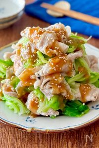 豚しゃぶとキャベツのコクうま味噌だれ