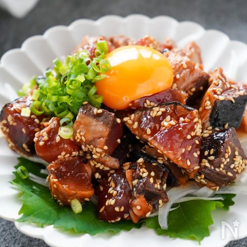 最高に美味しい♡『鰹のタタキdeユッケ』美味しさアップ！！