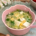簡単ふわとろ♡豆苗と卵の中華スープ【ヘルシー・節約】