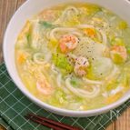 ＊むき海老と白菜の旨塩かき卵うどん＊