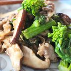 菜の花と豚肉のめんつゆマヨ炒め