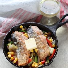 （おうちキャンプ飯）スキレットで鮭のちゃんちゃん焼き