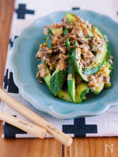 無限レシピ♪『ツナ塩昆布 de やみつき！おつまみきゅうり』