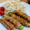 まゆのの作ってみた!投稿(オクラの肉巻き柚子胡椒わさびソース♩レンジで簡単!めちゃうま)