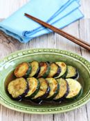 ナスとズッキーニの揚げ焼き浸し　わさび風味　