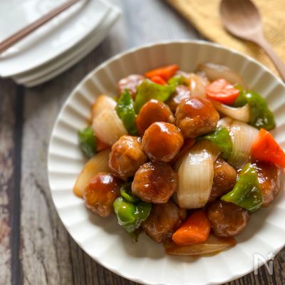 揚げない!豚こま肉団子の酢豚