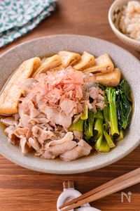 【小松菜と豚肉のさっと煮】5分煮るだけ！じゅわっとおいしい♪