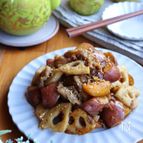 豚肉とさつまいもとれんこんの甘辛炒め