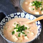【豆腐とキムチの豆乳白だしスープ】優しい味わい