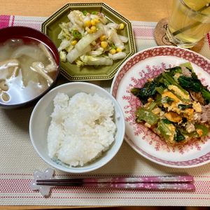 たぁプーの作ってみた!投稿(ほうれん草と豚こま《とろ玉♡だしポン炒め》)