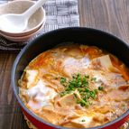 こっくり旨味噌！豚バラ肉豆腐の卵とじ