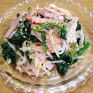 ナムディの作ってみた!投稿(【もやしとほうれん草とハムのさっぱり中華サラダ】節約にも！)