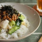 3分！のっけるだけ丼ぶり！納豆と山芋きゅうり丼