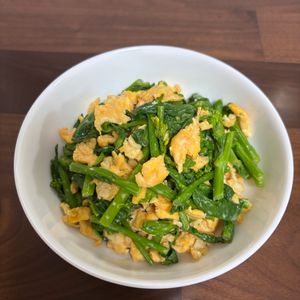 さらの作ってみた!投稿(菜の花と炒り卵の和風マヨ和え)