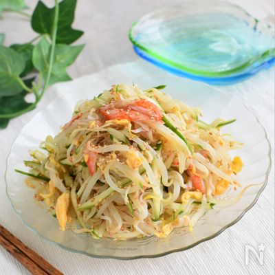 シャキッと旨い♪もやしの冷やし中華風サラダ