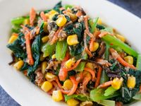 1分副菜♡『小松菜のツナ塩昆布』レンジで完成！栄養満点♡