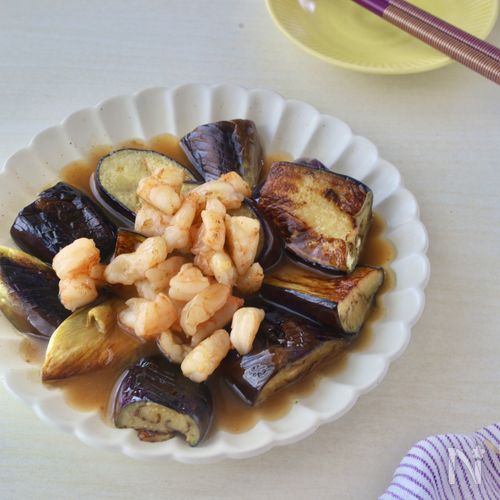 揚げない!なすの揚げびたし風えびあんかけ