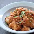 漬け込み不要！あっさり中華風ごまダレで鶏むね肉の唐揚げ