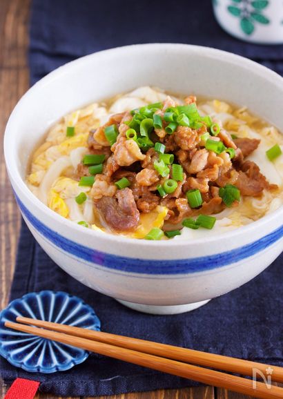 疲れた胃腸に♪男子も喜ぶ♪『肉玉あんかけうどん』