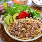 レンジで簡単！ベーコンときのこの和風しょうゆサラダスパゲティ