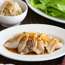 サンチュで巻いて食べよう！香味ソースで頂く！豚バラの塩焼き
