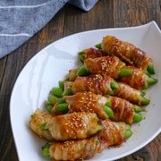 パリッと美味しい♪肉巻きスナップえんどうの旨ぽん焼き