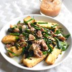 《ワンパン》豚こまニラ焼き＊梅おろし