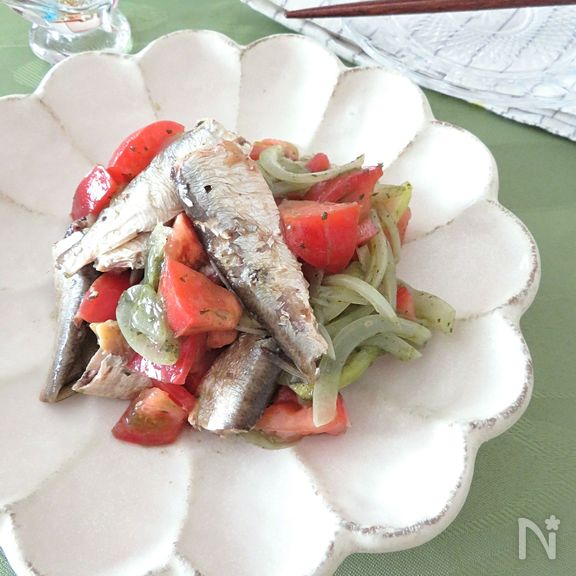 オイルサーディンのマリネ☆バジルトマト♪