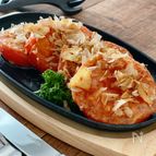 甘さ倍増！にんにくとかつお節香るトマトステーキ