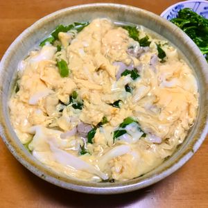 Nao★彡の作ってみた!投稿(行列のうどん1日600杯🍜豚と小松菜のかきたまうどん🤩)