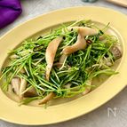 『エリンギと豆苗の旨だしにんにく炒め』とりあえずビール！