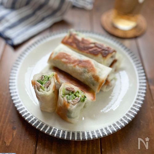 【豆苗春巻き】具材はレンチンでパパッと！